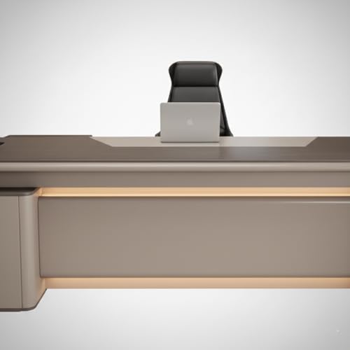 Image of Lakdi The Furniture Co Luxury Director Table with Soft Rounded Edges, Integrated LED Accent Lighting, Premium Matte Finish & Contemporary Executive Office Design - LDL-734