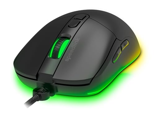 TAUROX Gaming Mouse - Mouse da gaming con cavo, illuminazione LED multicolore, connessione USB, mouse per PC cablato con 5 tasti, due interruttori DPI fino a 7.200 dpi, cavo rivestito, nero - Mouse gaming - Immagine 3