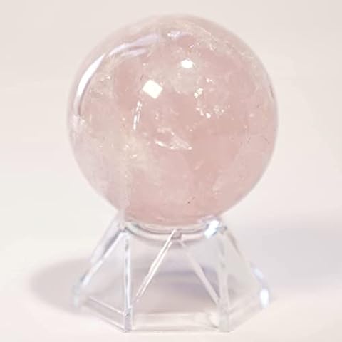 Authentic Rose Quartz Crystal Ball-Pink Quartz Healing Crystals Sphere Crystals and Gemstones Healing Feng Shui Spiritual Meditation Includes Gift Box and Stand Hand-Made, Gifts for Women Cover