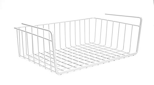 Image of Go Hooked 16 Inch Under Shelf Basket White Powder Coated Iron Space Saving Versatile Heavy Duty Sleek and Sturdy Efficient Compact and Durable Modern Robust Elegant Set of 3