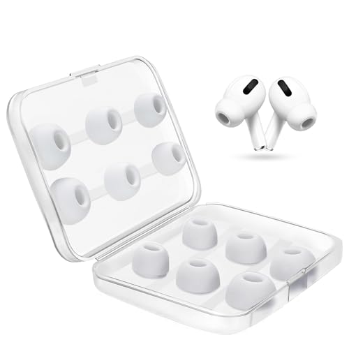 6 Pairs Ear Tips for Airpods Pro/Airpods Pro 2 - Silicone Earbuds with Noise Reduction Hole and Portable Storage Case of Replacement-Sizes S/M/L White Bonison