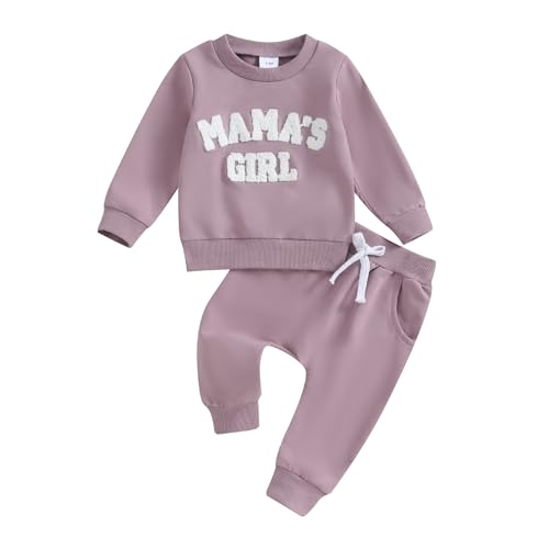 Image of 2Pcs Set Infant Baby Girl Fall Clothes Daddys Girl Long Sleeve Crewneck Sweatshirt+Joggers Pants Winter Outfit Set