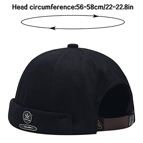 Image of XYIYI Mens Docker Cap Brimless Hats Skullcap Worker Sailor Cap Rolled Cuff Retro Beanie Hat