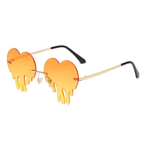 Lunettes de soleil coeur sans monture orange pour femme style vintage LVTFCO