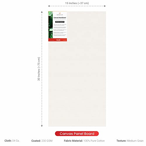 Image of Scholar Art Hobby Series 04 Oz (230 GSM) 100% Cotton Canvas Panel Board for Painting (White Blank Canvas Boards for Acrylic Paint, Oil Paint, Wet & Dry Media) | 15 inchx30 inch (37.5x75 cm), Pack of 4