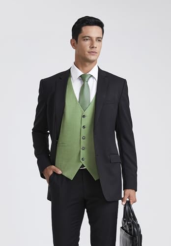 Image of Enlision Men's Suit Vest Business Formal Dress Waistcoat Solid Color Vest for Suit or Tuxedo