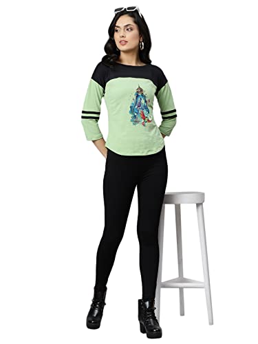 Image of OM SAI LATEST CREATION Women's New 3D Printed Lycra 3 /4 Sleeve Regular Fit Office wear,Casual wear Western Top