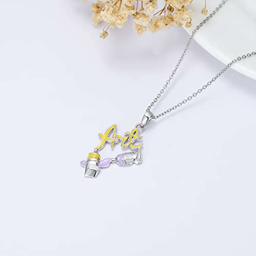 Dorunmo Art Palette Necklace Sterling Silver Art Necklace For Women Colorful Paint Necklace Art Painter Charm Necklace Future Artist Gifts For Art Teacher Women Girl #TOP3