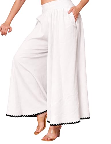 Image of KZULLY | Palazzo for Women | Solid & Printed | Stylish Wide-Leg | Comfortable Elastic Waist Bottomwear