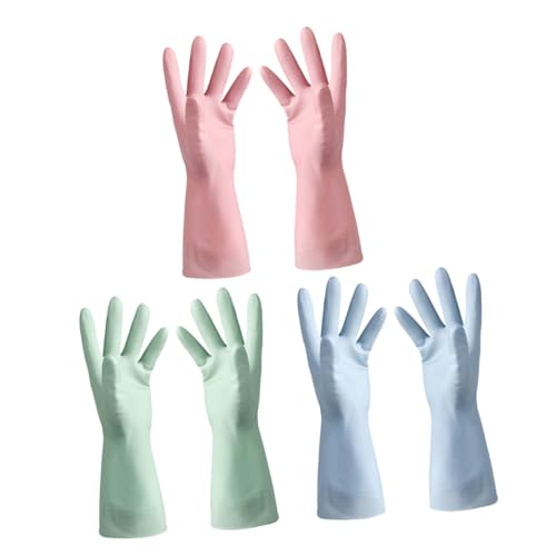 Gogogmee 3 Guantes Reutilizables Para Lavado de Platos Y Limpieza Impermeables Antideslizantes Talla Colores Surtidos Uso Multifuncional Cocina Y Jardín