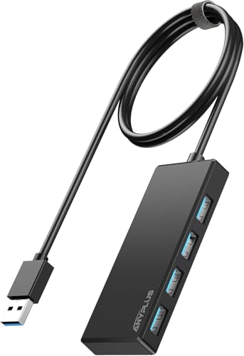 USB Hub 3.0, 4 Port USB Hubs, Portable USB Splitter Mini USB Splitter for Desktop, Laptop, Xbox, Flash Drive, HDD, Console, Printer, PC, Keyboards, HP, Dell (4 Port USB Hub-0.61M)