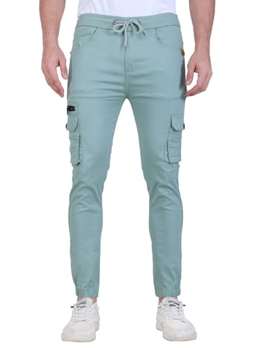 Image of Men's Cargo Pants with Pockets, Cotton Joggers, 6 Pocket Casual Trousers, Track Pants for Office and Parties, Comfortable