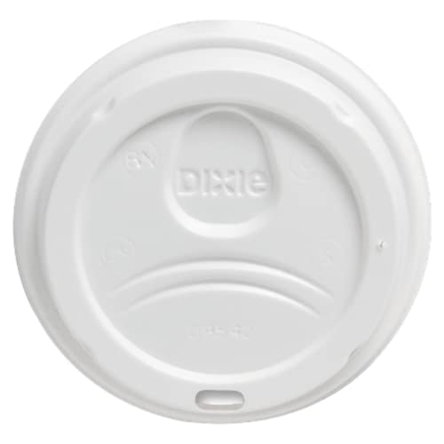 DIXIE 9542500DXPK Dome Drink-Thru Lids, Fits 10, 12 & 16oz Paper Hot Cups, White, 50/Pack