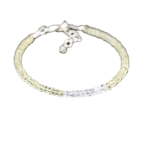 Bracelet topaze citron et pierre de lune facettée en argent