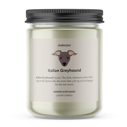 Italian Greyhound Gifts - Luxury Soy Wax Candle - Vanilla, Jasmine, Sugared Almond - Makester, White, 220g - Image 2