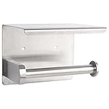 SiaBiced Porta Papeles Sanitarios Dispensador de Papel Higiénico Estante Montado en Pared Acero Inoxidable Antioxidante con Instalación sin Taladro Adecuado