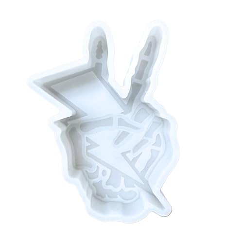 Skeleton Hand Holding Lightning Bolt Silicone Car Freshie Mold | 4.25 x 3” Cardstock Cut Outs Car Freshener Oven Safe 450 F Trendy Freshies
