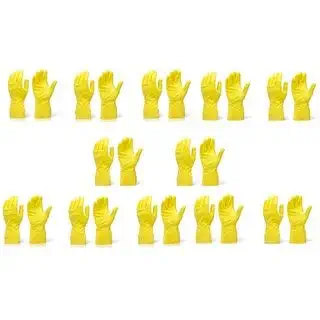 AAbha Medicare Waterproof Cleaning Household Gloves For Kitchen-Medium (Yellow, 12 Pairs)