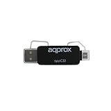 tarjeta mmc 1gb Velocidad hasta 480Mbps Approx APPC33 - Adaptador para Tarjeta SD/Micro SD/MMC con USB y Micro USB, Color Negro