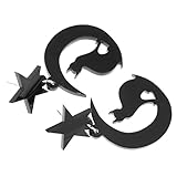 VANZACK Pendientes Colgantes de Gato y Luna para Mujer, Acrílico Negro, Diseño Elegante y Cómodo, sin Irritación, Adecuado para Uso Diario y Compras, Tamaño 5.5X3 CM