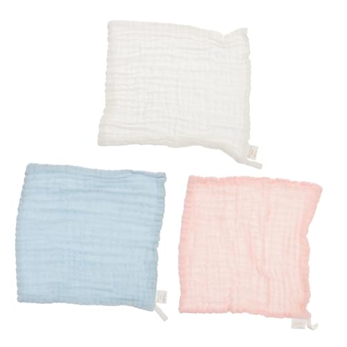 HONMEET 3 Piezas Toallas para Bebés de Muselina Suave y Transpirable Absorbentes y Multifuncionales para Cara Baberos y Saliva Colores Pastel Rosa Azul y Blanco