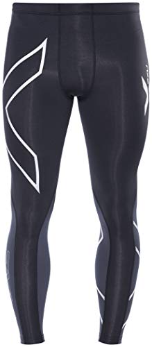 2XU Men's Elite Compression Tights (Black/Steel, Small)
