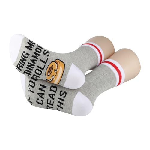 PYOUL 1 Pair Fluffy Cinnamon Roll Novelty Socks Bring Me Cinnamon Roll Crew Socks Breakfast Lovers Gift Sweet Treat Gift (UK Alpha One Size Regular Regular Cinnamon Roll 1 Pair)