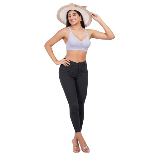 Image of Non Padded Bra in B, C and D Cup for Women - Made of Pure Cotton Full Coverage Over Size Non Wired Pushup Soft Cup for T-Shirt Saree Dress Sports Garment for Daily Use Everyday