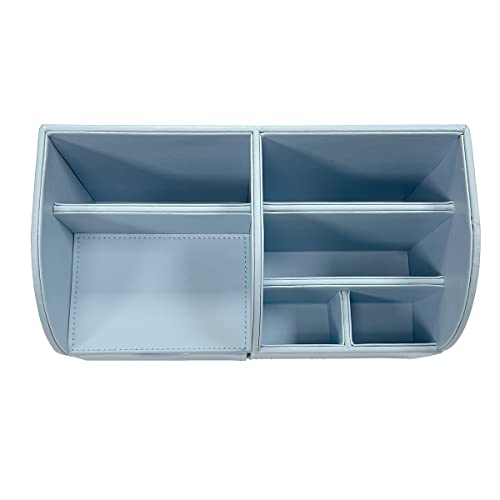 UnionBasic Desk Organizer - Multifunctional Leather Desktop Pen Holder Storage Box - Business Card/Pen/Pencil/Mobile Phone/Stationery Holder (Blue) - Thumbnail 7