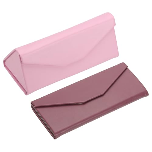Image of PATIKIL Foldable Glasses Case, Triangle Magnetic Sunglasses Organizer Case PU Leather Hard Eyeglass Case for Women (2 Pcs)