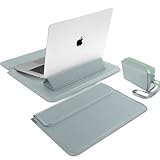 【Support intégré & Repose-poignets】Cette housse 3-en-1 ingénieuse ne protège pas seulement votre appareil, elle se transforme aussi en support ergonomique. Le support repliable à l’arrière améliore votre posture de travail, soulage la nuque et le dos. Le repose-poignets en mousse EVA douce réduit la fatigue des poignets, parfait pour les longues sessions. Dans le même temps, le support est également bénéfique pour la dissipation de la chaleur de l'ordinateur portable et prolonge sa durée de vie.