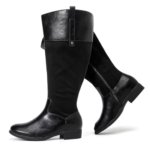 Luoika Women's Extra Wide Calf Knee High Boots, Plus Size Wide Width Knee-High Boots Winter Fall Low Heel Ridding Boots.