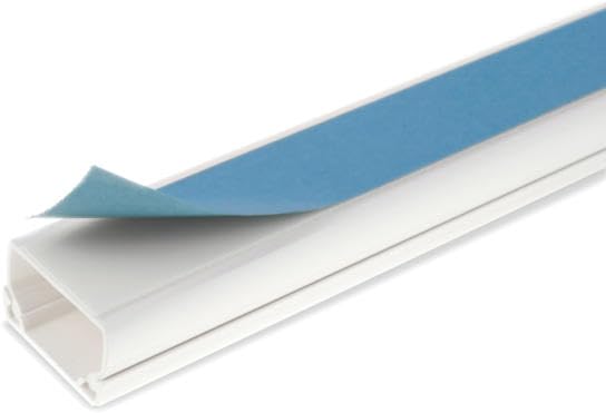 16mm x 25mm PVC White Electrical Cable Cover Mini Trunking Conduit Wire Tidy Self Adhesive + Bends (16mm x 25mm 1Mtr Length)