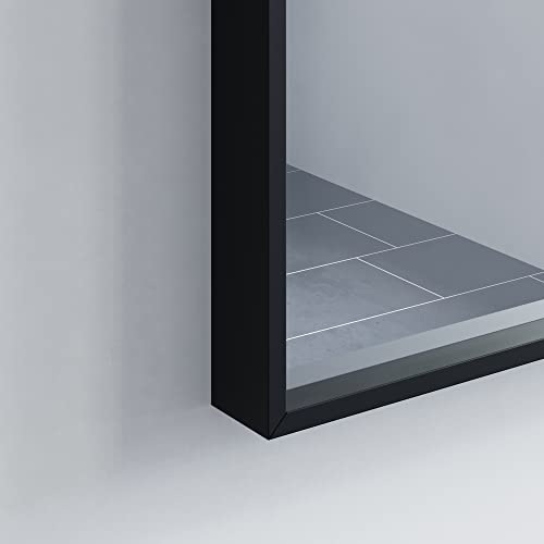 Dowell 31" H X 16" W Black Rectangle Mirror For Wall Aluminium Framed Bathroom Mirror Wall Mounted Vanity Mirror,Hangs Vertically Or Horizontally #TOP5