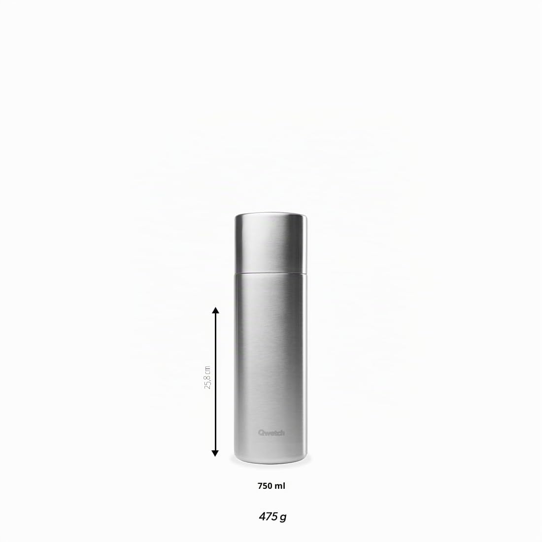 Qwetch - Thermo Isotherme Bahia Vert Tilleul 750ml - Thermo avec Gobelet Inox Recyclé - 24h Froid et 12h Chaud - Etanche & Idéale pour Café et Thé