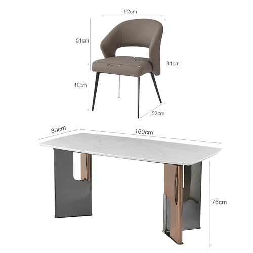 Image of The Attic Modernia 6 Seater Dining Set,Khakhi Beige,Titanium, Rose Gold & Cream,160Cms