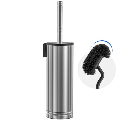 HAMITOR Toilet Brush and Holder Set: Stainless for New Bathroom Essentials