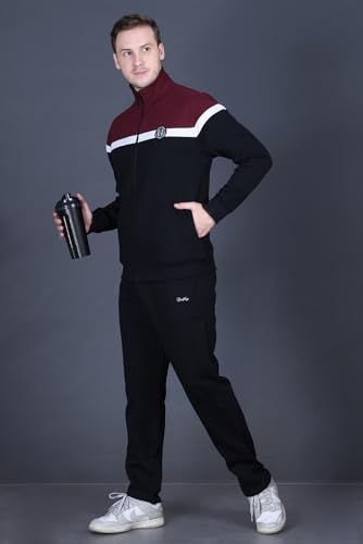 Image of GODFREY Zipper Track Suit For Man Winter Wear High Neck Cotton Tracksuit- Co ords For Men Regular Fit