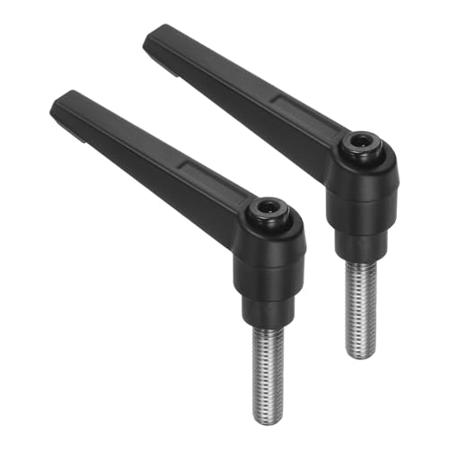 Image of uxcell 2pcs Clamping Lever Handles, M8 x 25mm 304 Stainless Steel Threaded Male Stud, Adjustable Handles Locking Quick Release Ratchet Push Button Bolt Knobs, Black