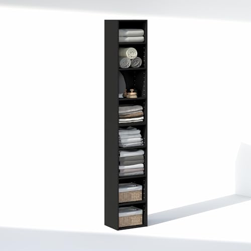 Image of Furinno PASIR 8-Tier Closet Organizers and Storage, Open Shelf, Storage Organizer, 12-Inch Width, for Closet, Bedroom, Blackwood