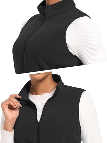 SMENG Women's Fleece Vest Zipper Sleeveless Stand Collar Jacket Soft Warm Outerwear Coat Vest with 4 Pockets3