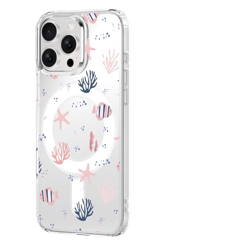 Coque iPhone 15 Pro Max compatible aimant ocean transparente fille