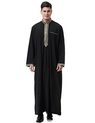 Muslim Thobe for Men Islamic Clothing Moroccan Jalabiya for Men Eid Dubai Robes2