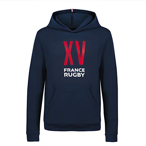 Sweat à Capuche Enfant Bleu Sportif Ffr Fanwear Protéger du Froid au Stade en Taille XS