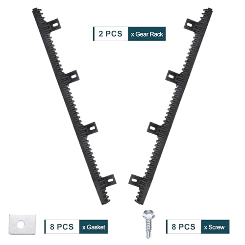 Image of uxcell Nylon Gear Rack, 2 Pcs Total 6.6 ft Heavy Duty Reinforced Racks with Mounting Hardware Straight Gears for Slide Door Operators, Sliding Gate Openers
