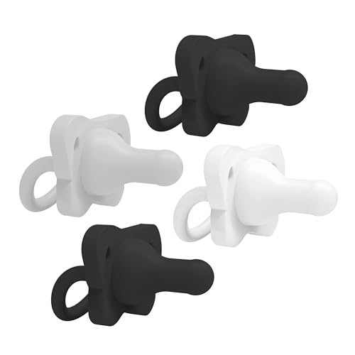 Image of Dr. Brown's HappyPaci 100% Silicone Baby Pacifier, Contoured One-Piece Design, Black/Gray/White, 0-6m, BPA-Free, 4-Pack