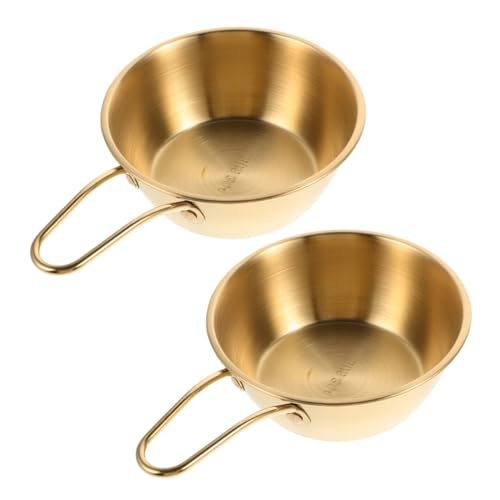 minkissy 2pcs Men's Stainless Steel Shaving Bowl Ergonomic Handle Small Soap Bowl Decorative Bowls Male Shaving Foaming Bowl Shaving Equipment