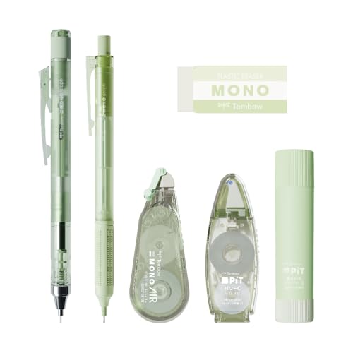 文房具・ステーショナリー mermoto トンボ鉛筆 MONO・PIT文具セットパステルグラス グリーン PCC