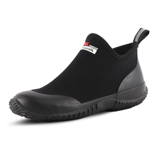 Jollywalk Rubber ankle rain boots 100% rubber waterproof anti slip easy to clean suitable for walking walking dogs yard maintenance (Black 6 Adult Men 6 Numeric UK Footwear Size System Medium)
