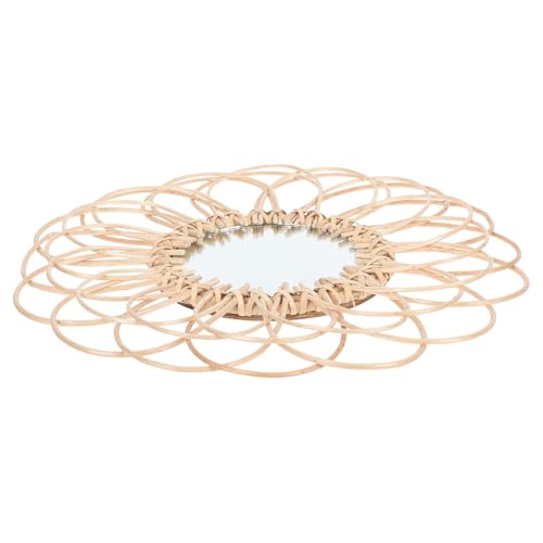 TOYANDONA Nordischer Handgefertigter Wandspiegel mit Rattan...
